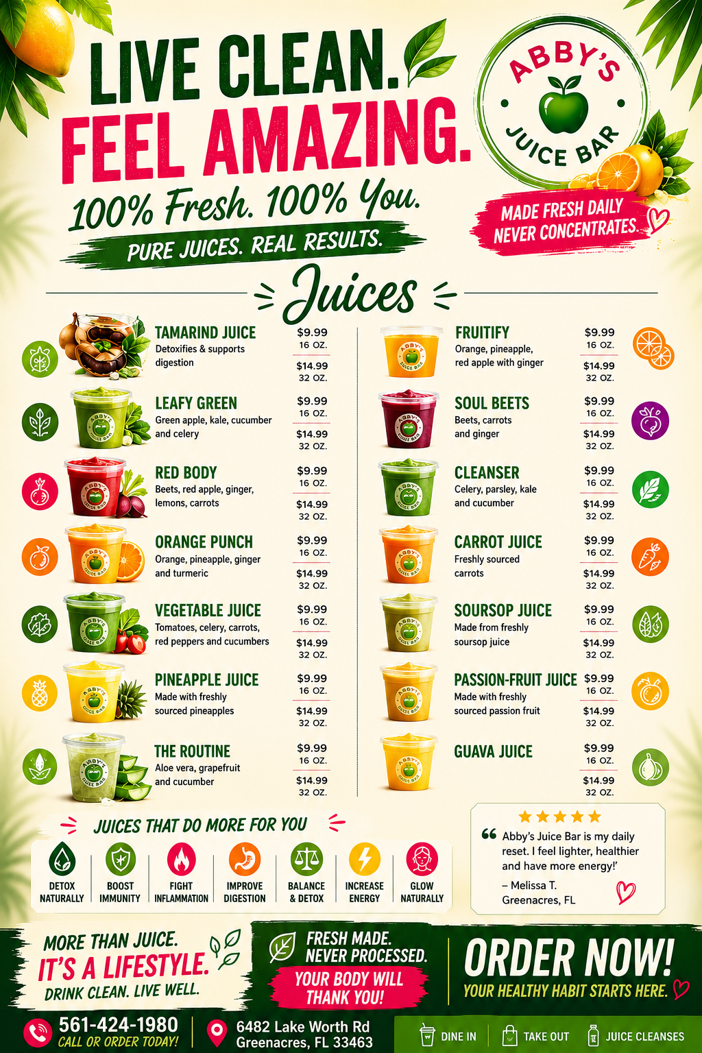 Fresh salad ingredients and preparation at Abby's Juice Bar in Greenacres